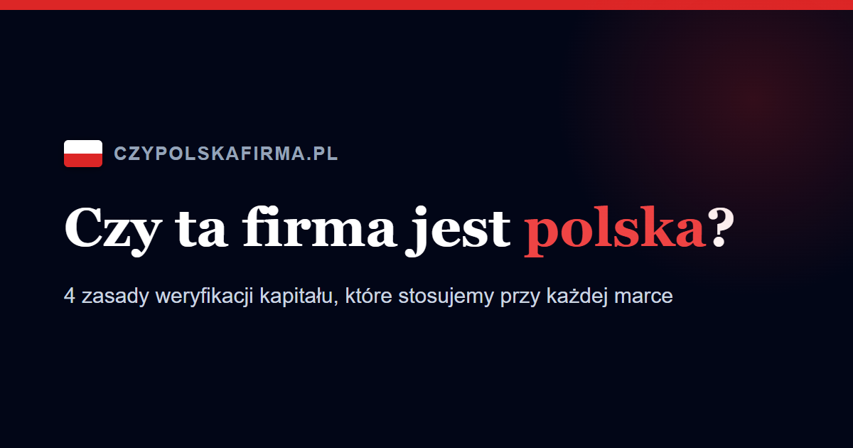 Grafika CzyPolskaFirma z pytaniem: czy ta firma jest polska? 4 zasady weryfikacji kapitału